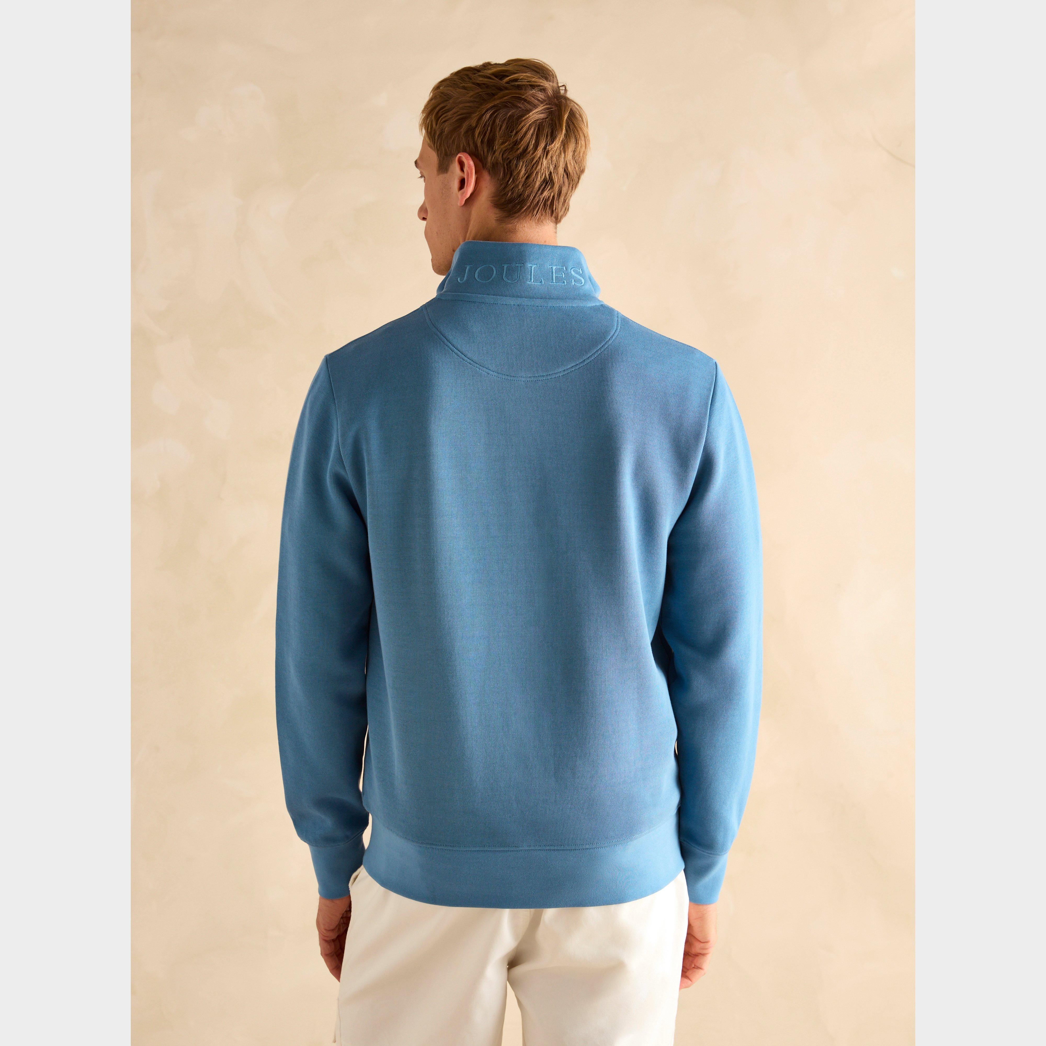 Mens Alistair Quarter Zip Cotton Sweatshirt Light Blue