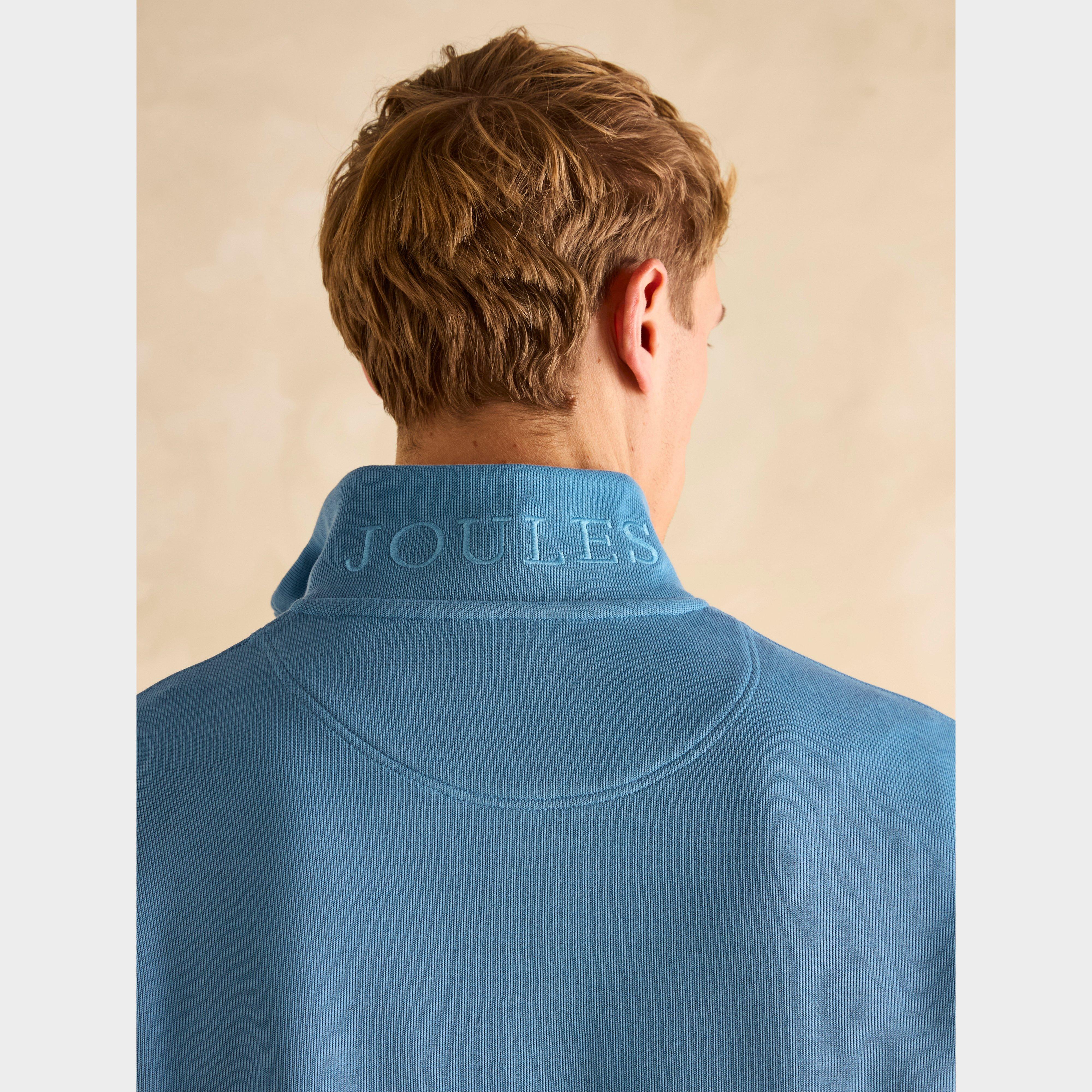 Mens Alistair Quarter Zip Cotton Sweatshirt Light Blue