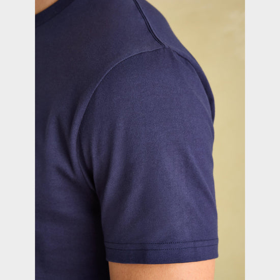 Mens Denton Jersey Crew Neck T-Shirt Navy