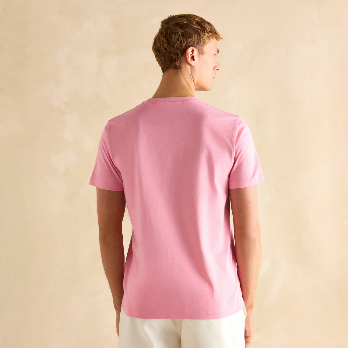 Mens Denton Grey Plain Jersey Crew Neck T-Shirt Deep Pink