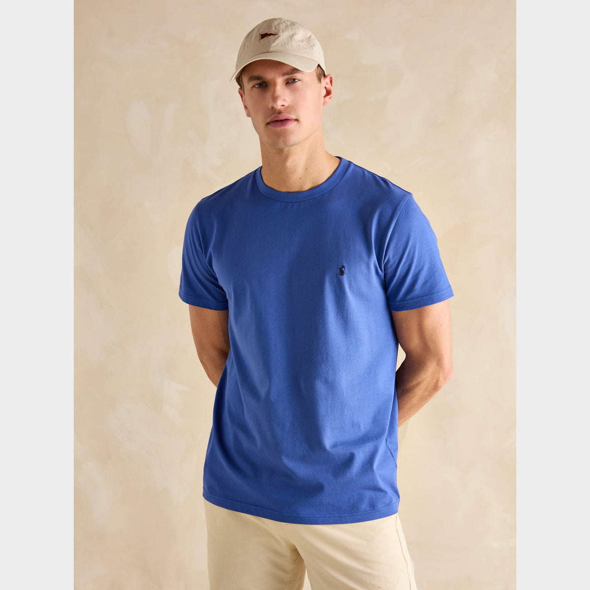 Mens Denton Grey Plain Jersey Crew Neck T-Shirt Deep Blue