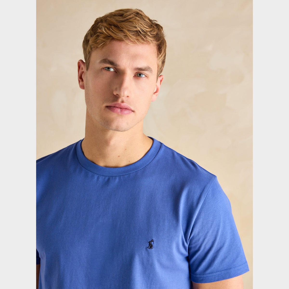 Mens Denton Grey Plain Jersey Crew Neck T-Shirt Deep Blue