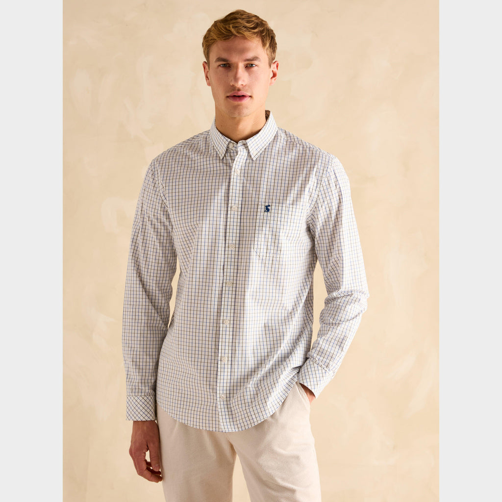 Mens Abbott Cotton Poplin Shirt Blue/Green Check