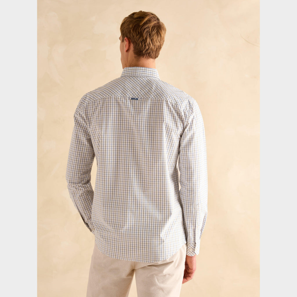 Mens Abbott Cotton Poplin Shirt Blue/Green Check