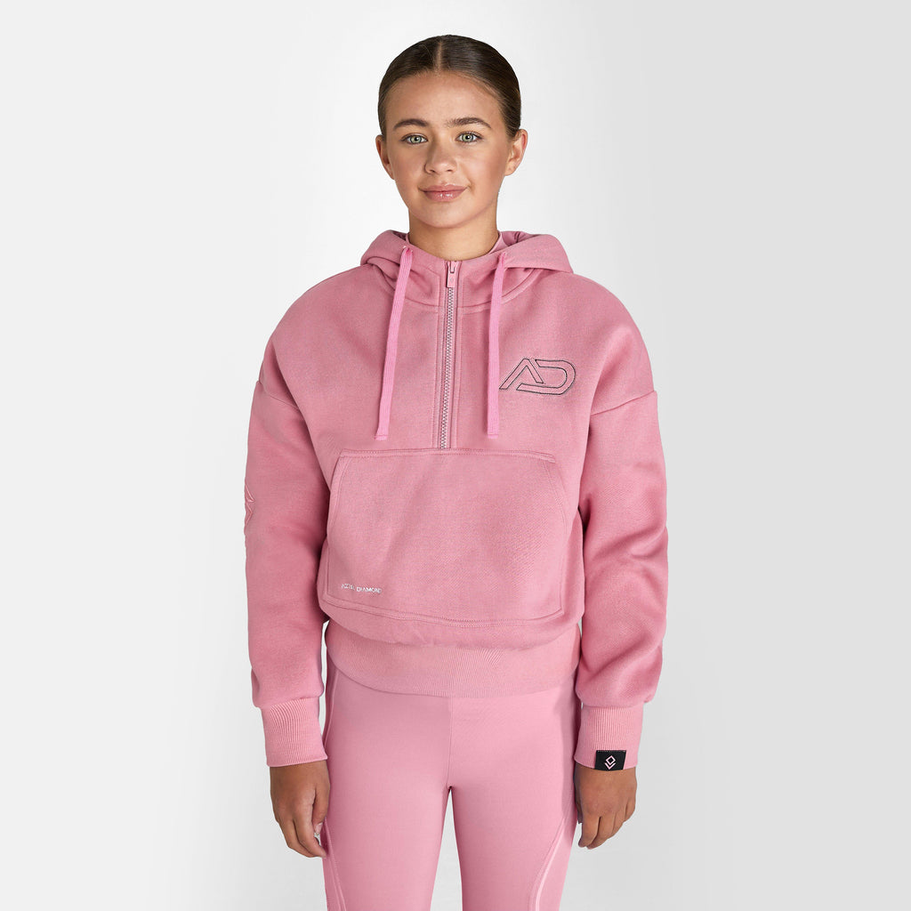 Young Rider Half Zip Hoodie Coral Pink
