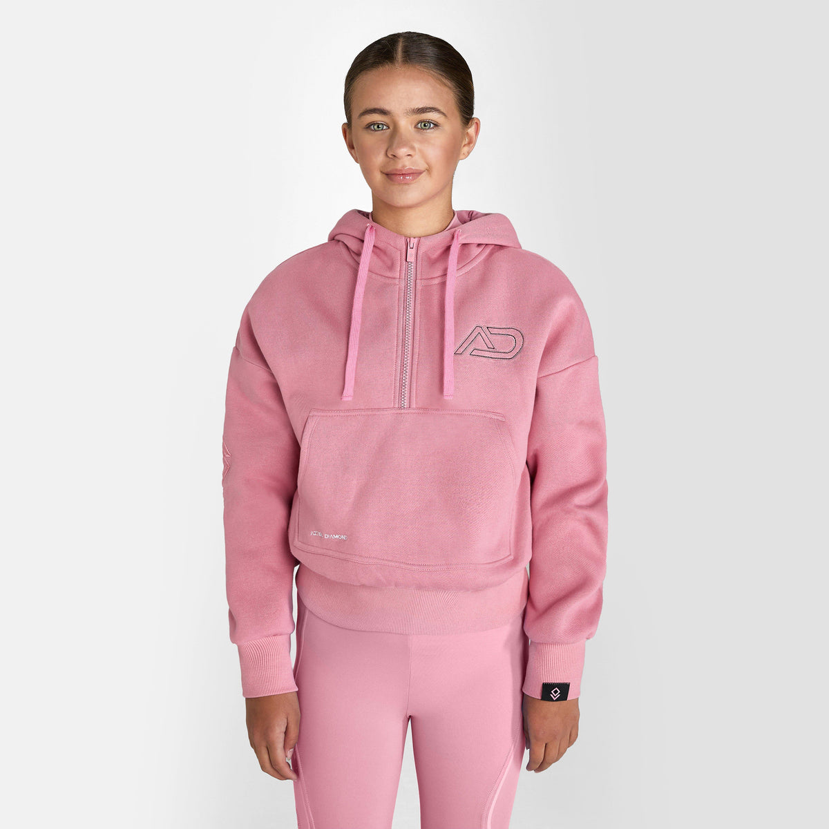 Young Rider Half Zip Hoodie Coral Pink