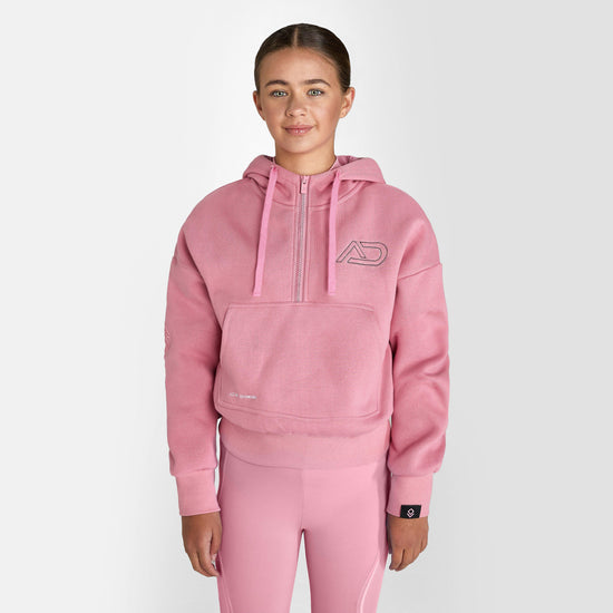 Young Rider Half Zip Hoodie Coral Pink