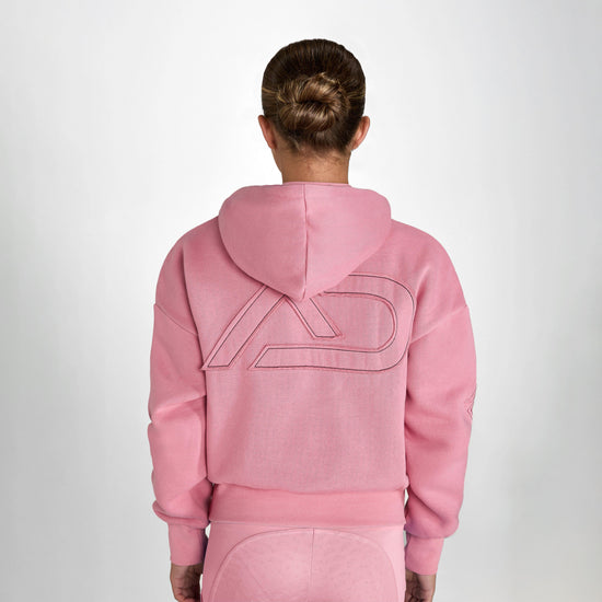 Young Rider Half Zip Hoodie Coral Pink