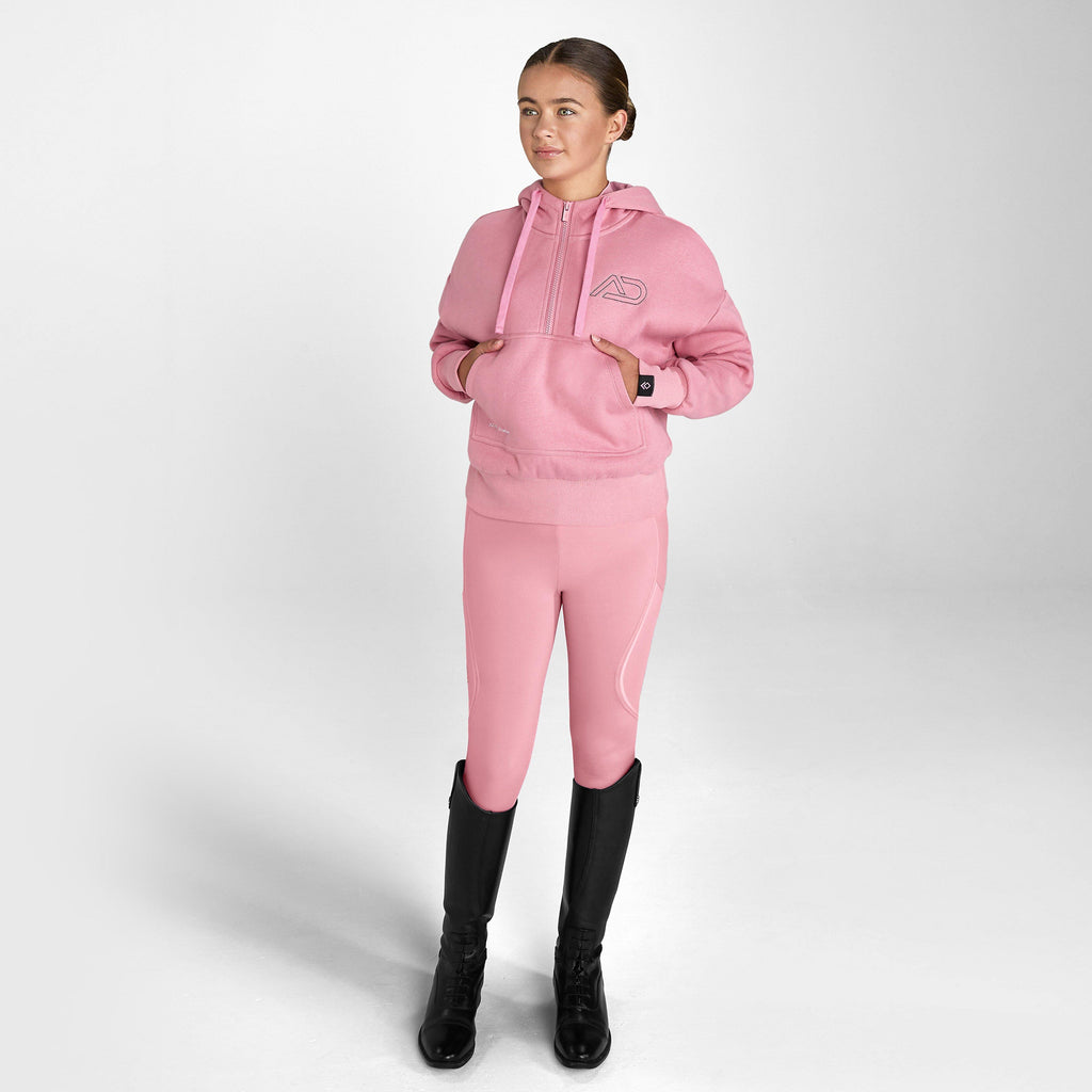 Young Rider Half Zip Hoodie Coral Pink