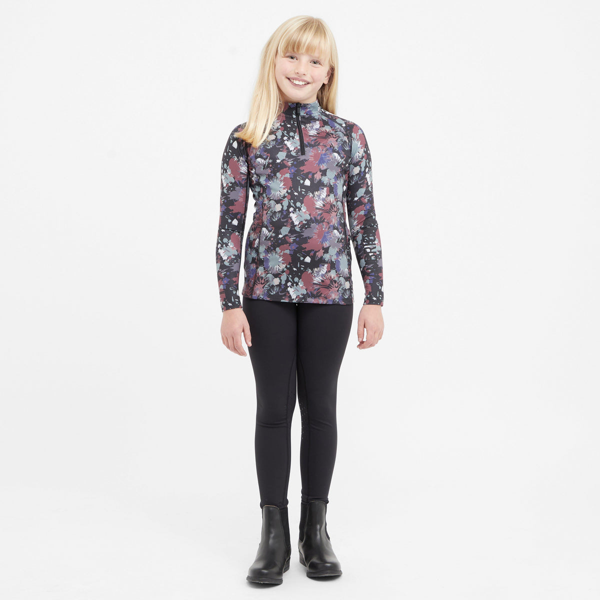 Young Rider React Long Sleeve Base Layer Abstract