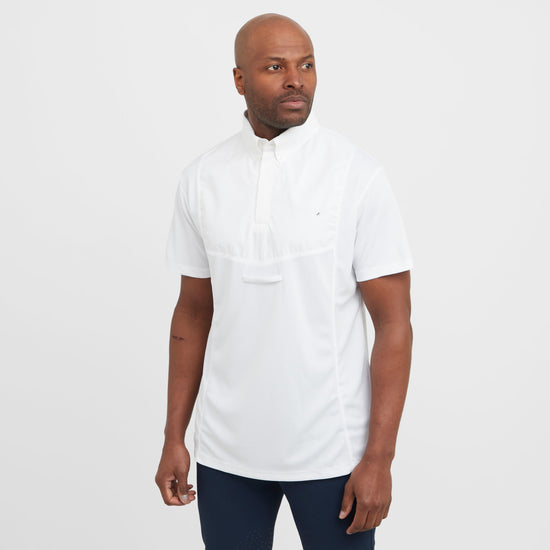 Mens Short Sleeved Tie Show Shirt White