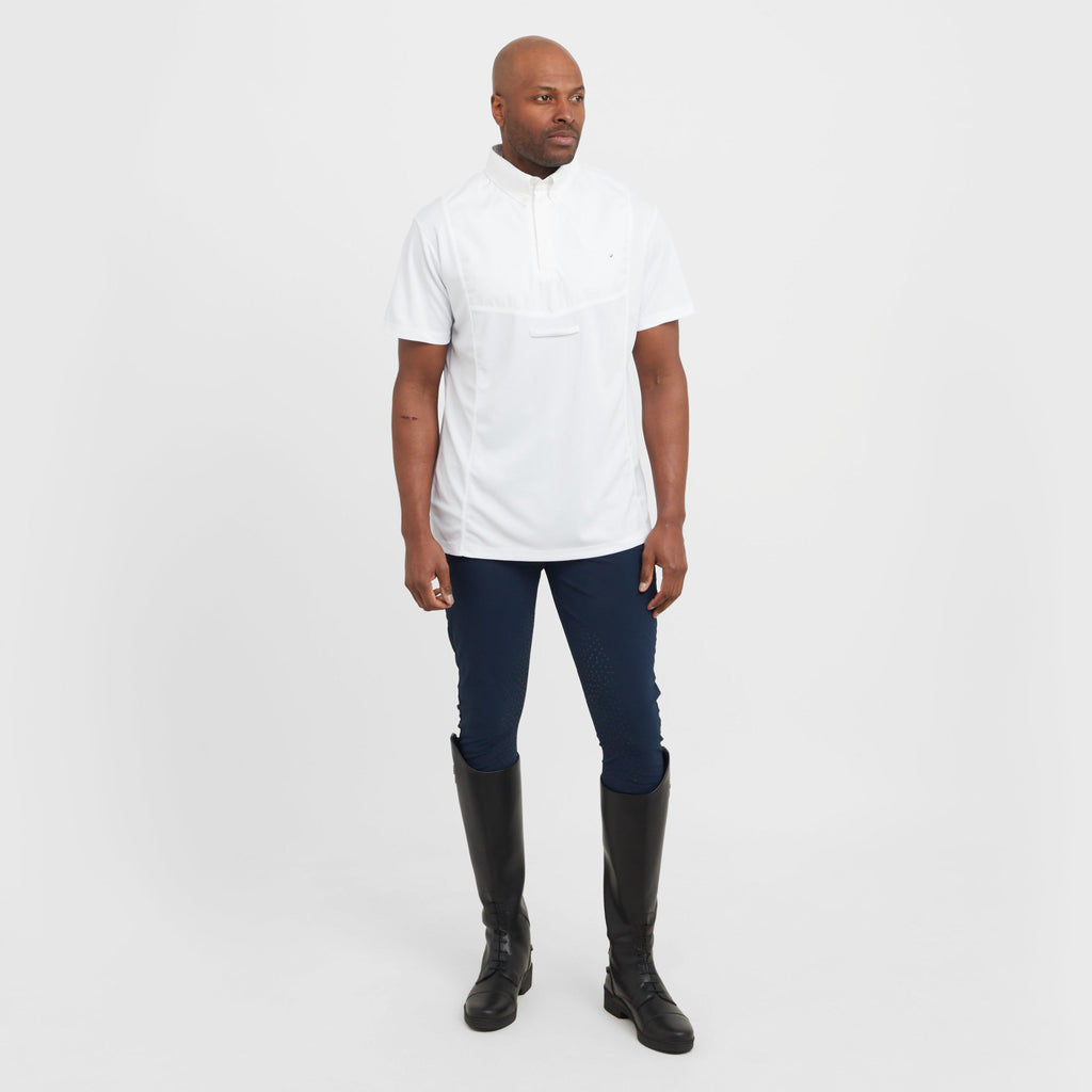 Mens Short Sleeved Tie Show Shirt White