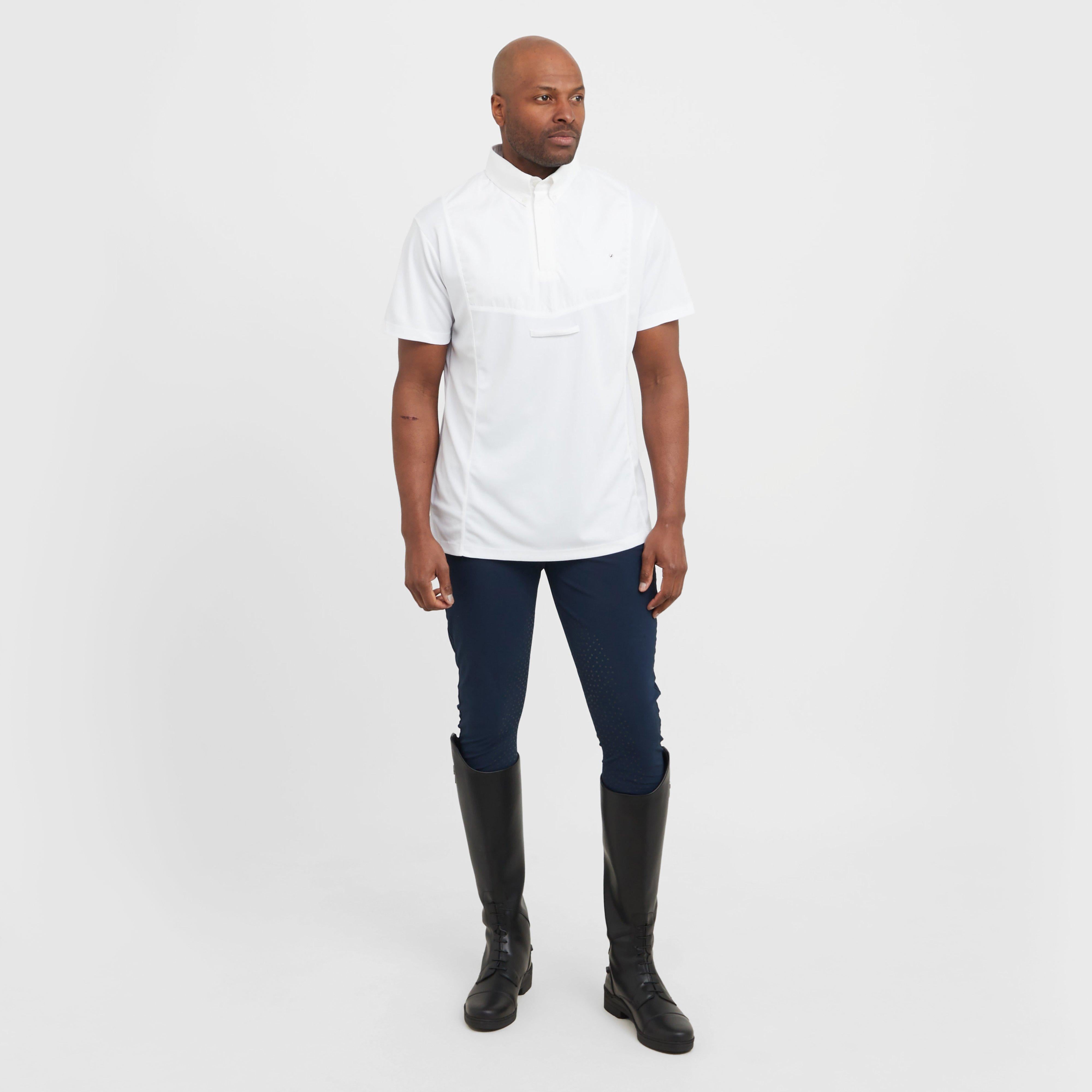 Mens Short Sleeved Tie Show Shirt White