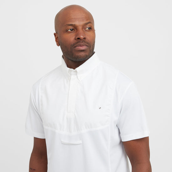 Mens Short Sleeved Tie Show Shirt White