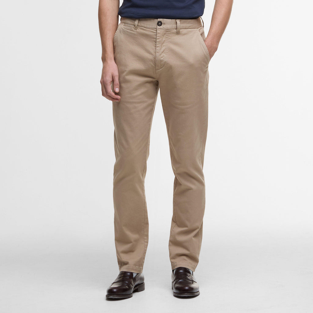 Mens Washed Stretch Twill Tailored Fit Trousers Washed Stone