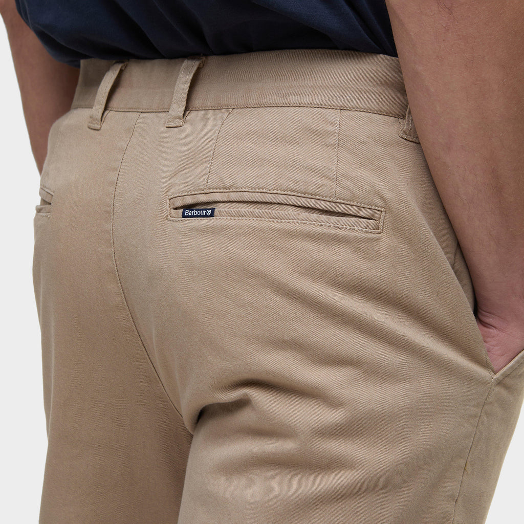 Mens Washed Stretch Twill Tailored Fit Trousers Washed Stone