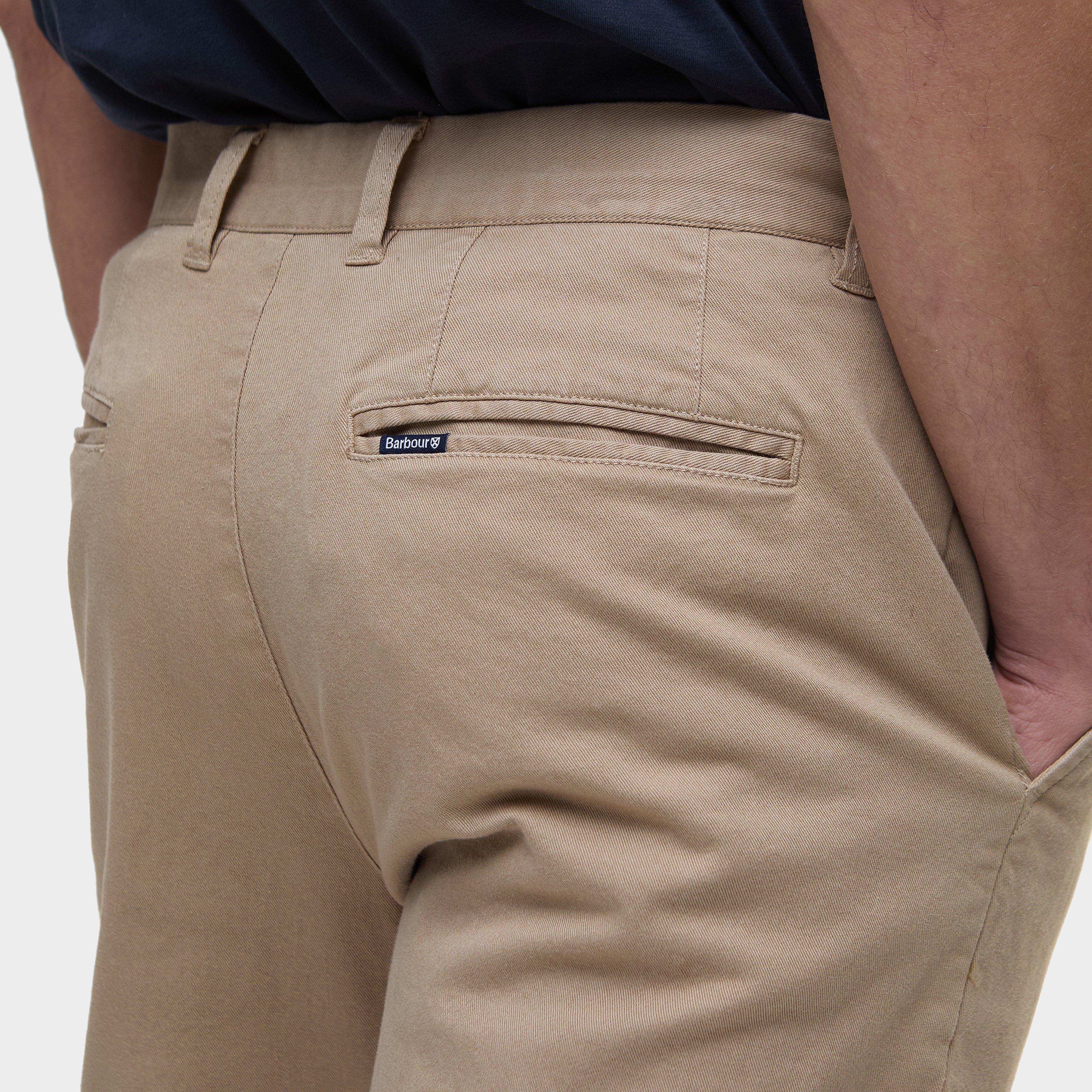 Mens Washed Stretch Twill Tailored Fit Trousers Washed Stone