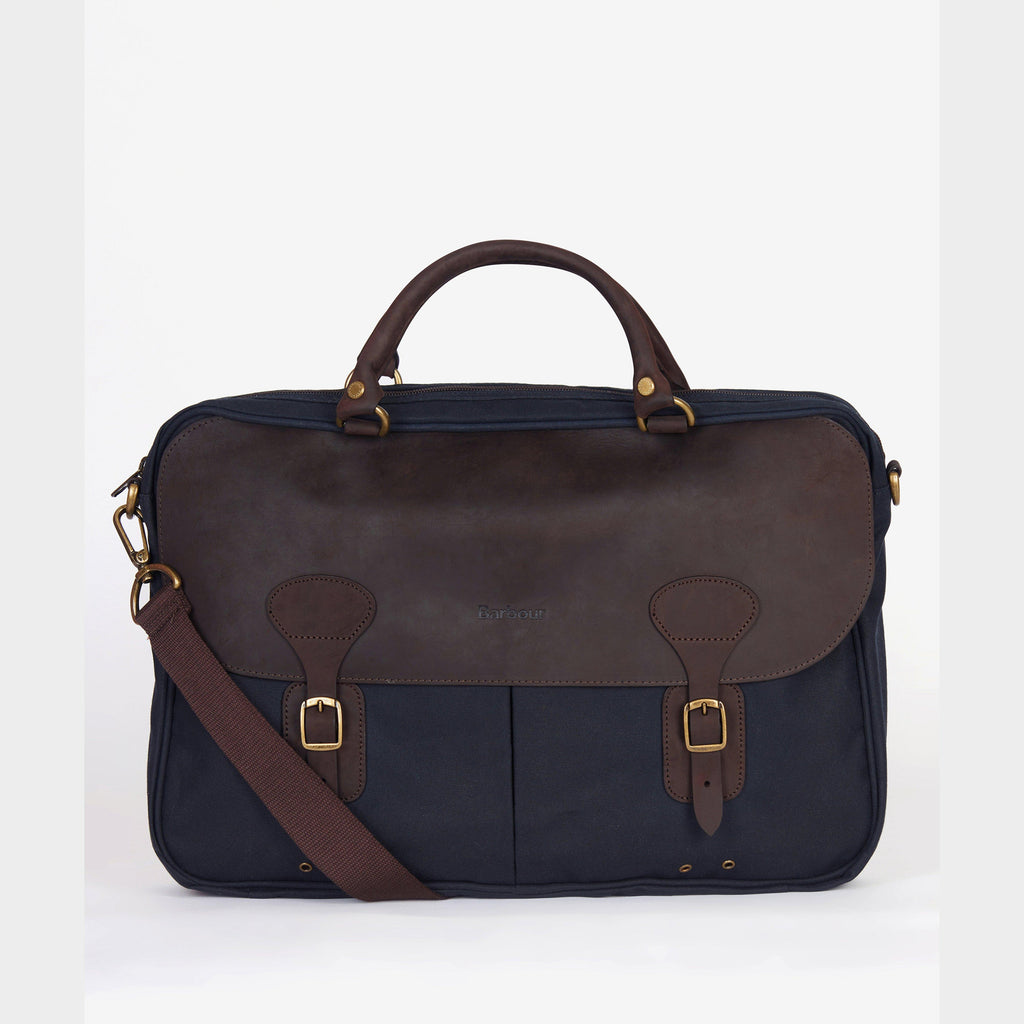 Wax Leather Briefcase Navy