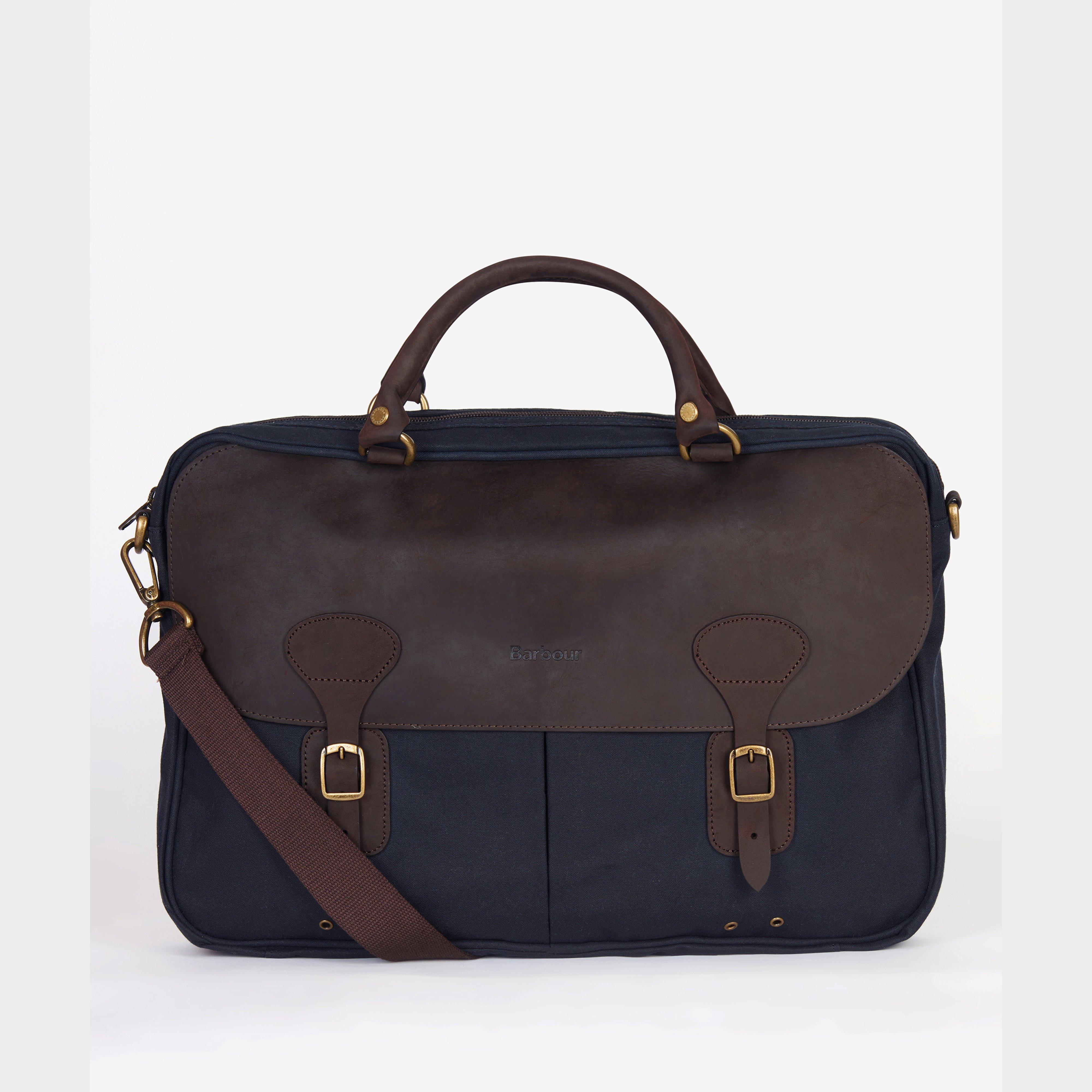 Wax Leather Briefcase Navy