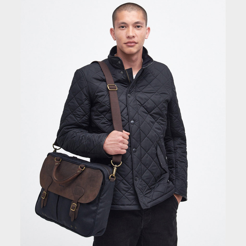 Wax Leather Briefcase Navy