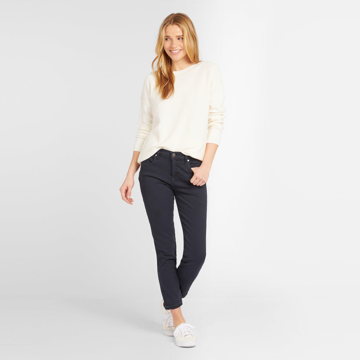 Womens Essential Slim Trousers Navy