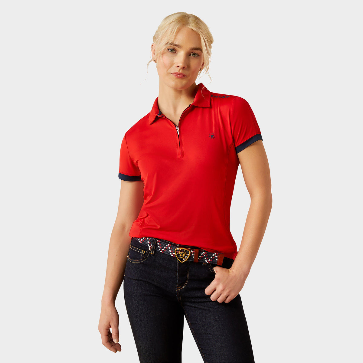 Womens Bandera 1/4 Zip Short Sleeved Polo Shirt Weg Red