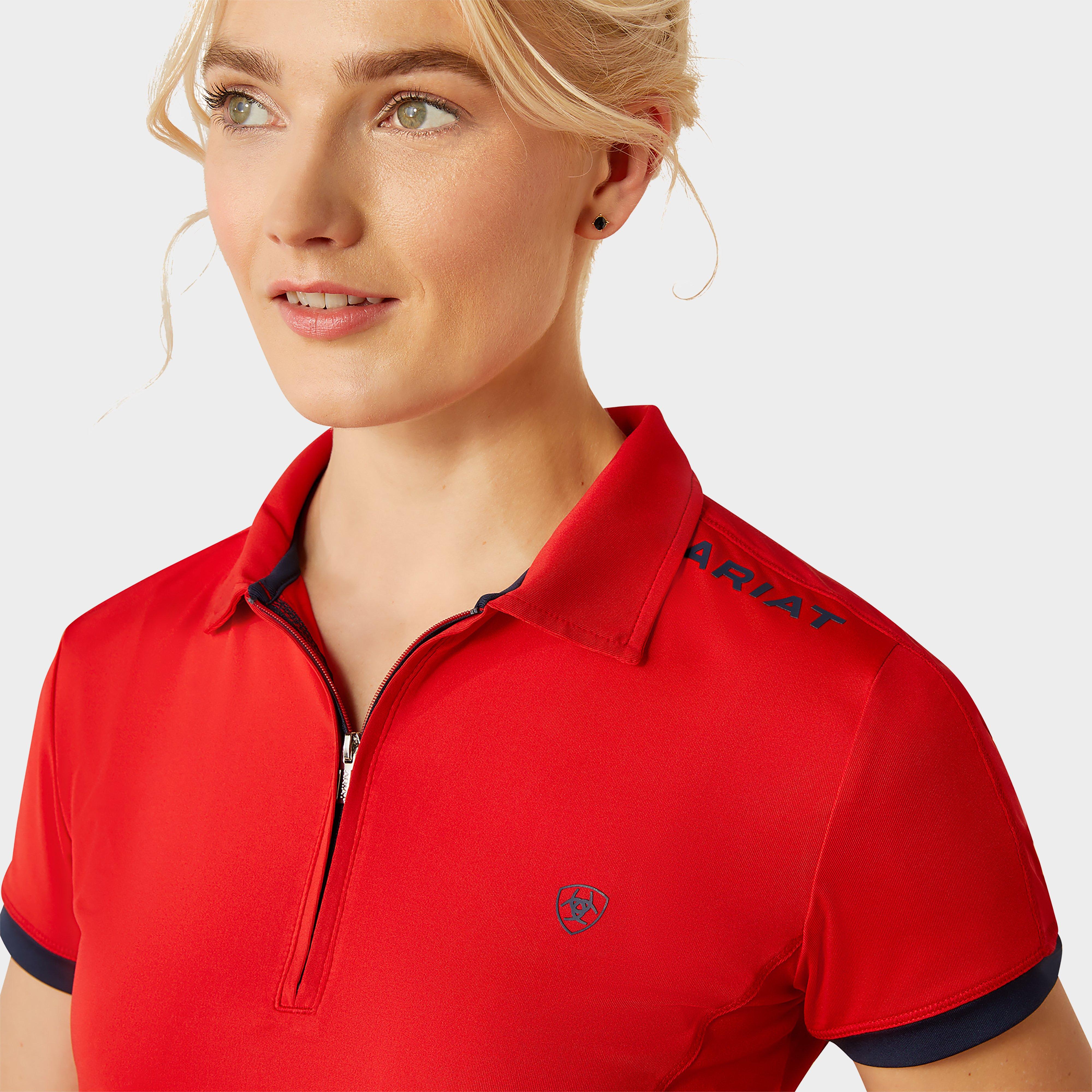 Womens Bandera 1/4 Zip Short Sleeved Polo Shirt Weg Red