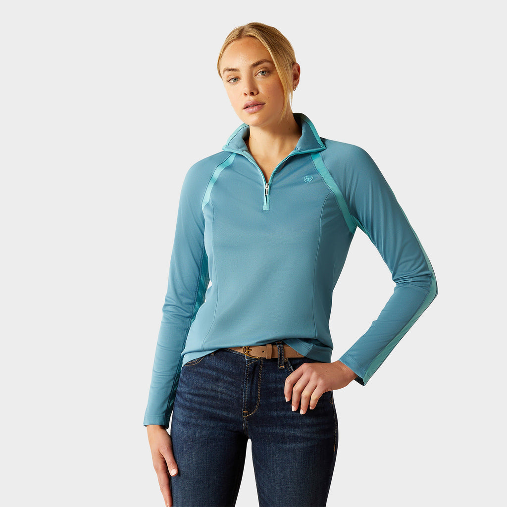 Womens Sunstopper 3.0 1/4 Zip Base Layer Storm Blue
