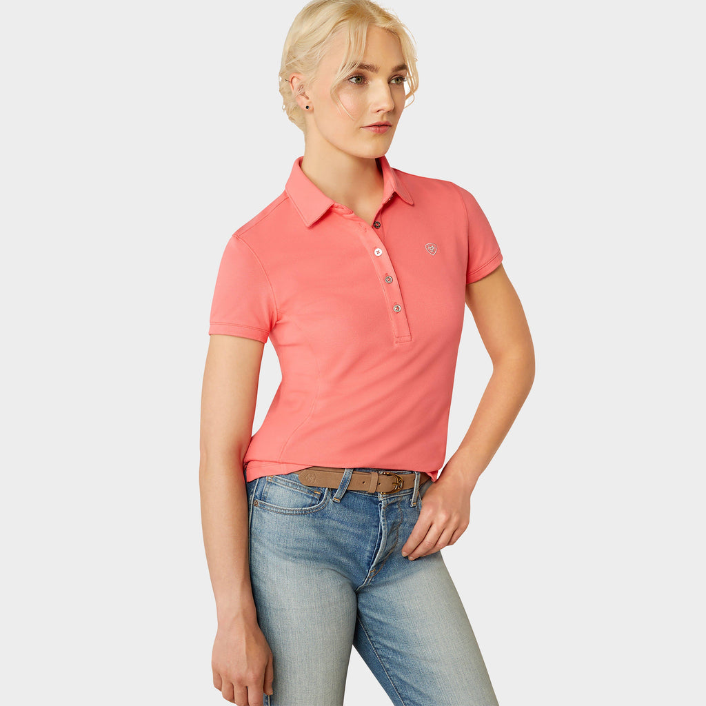 Womens Prix 2.0 Short Sleeved Polo Shirt Coral Paradise