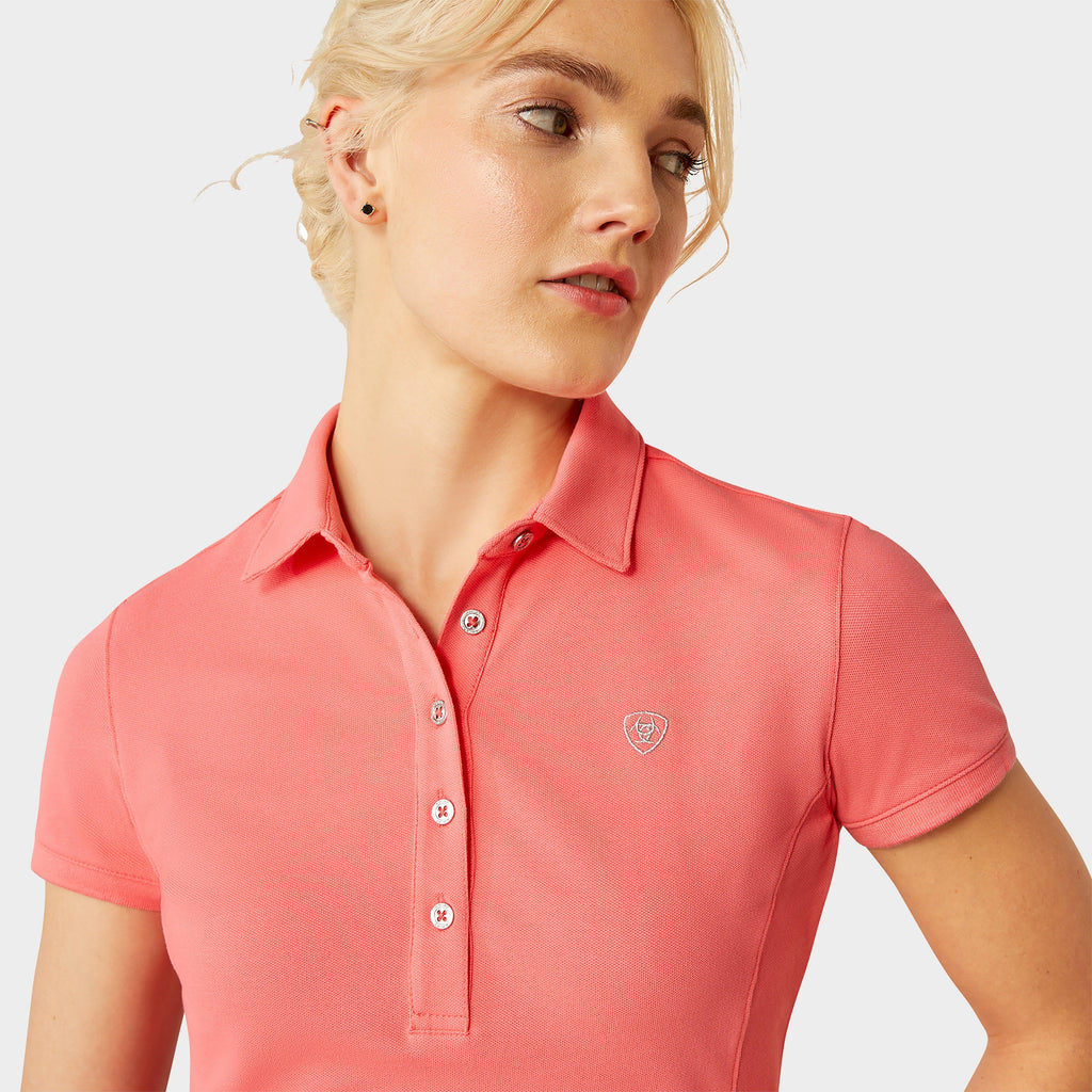 Womens Prix 2.0 Short Sleeved Polo Shirt Coral Paradise