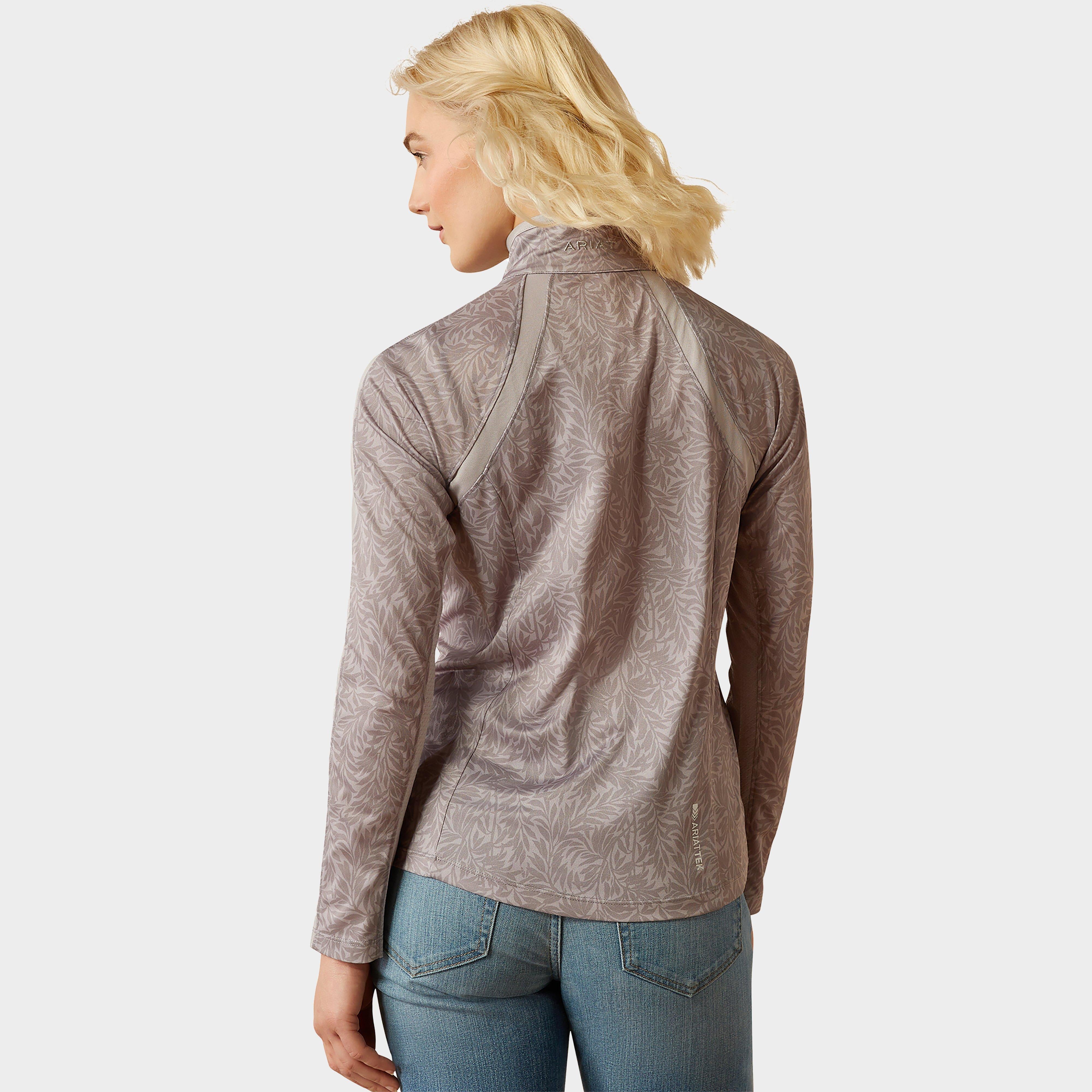 Womens Sunstopper 3.0 1/4 Zip Base Layer Silver Sconce Fern