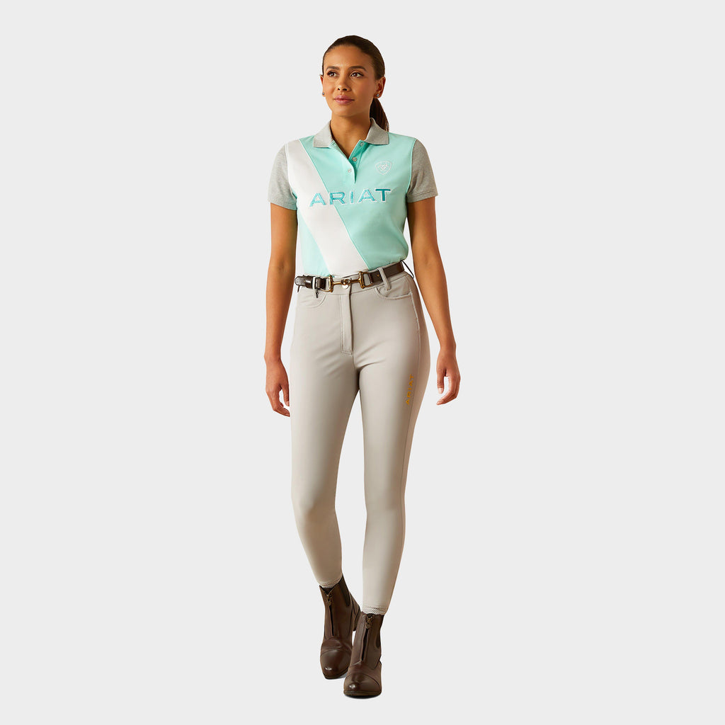 Womens Taryn Short Sleeved Polo Shirt Beach Glass/Electric Green