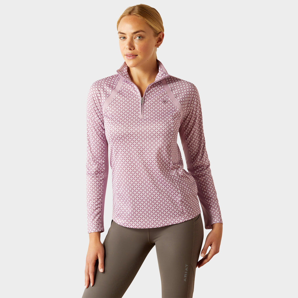 Womens Sunstopper 3.0 1/4 Zip Base Layer Lavender Mist Tile