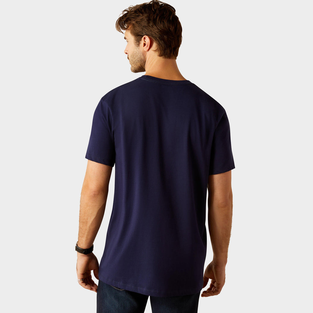 Mens Vertical Logo Short Sleeved Top Classic Blue