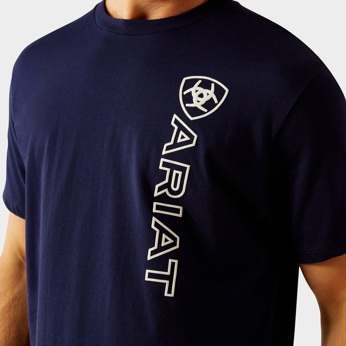 Mens Vertical Logo Short Sleeved Top Classic Blue