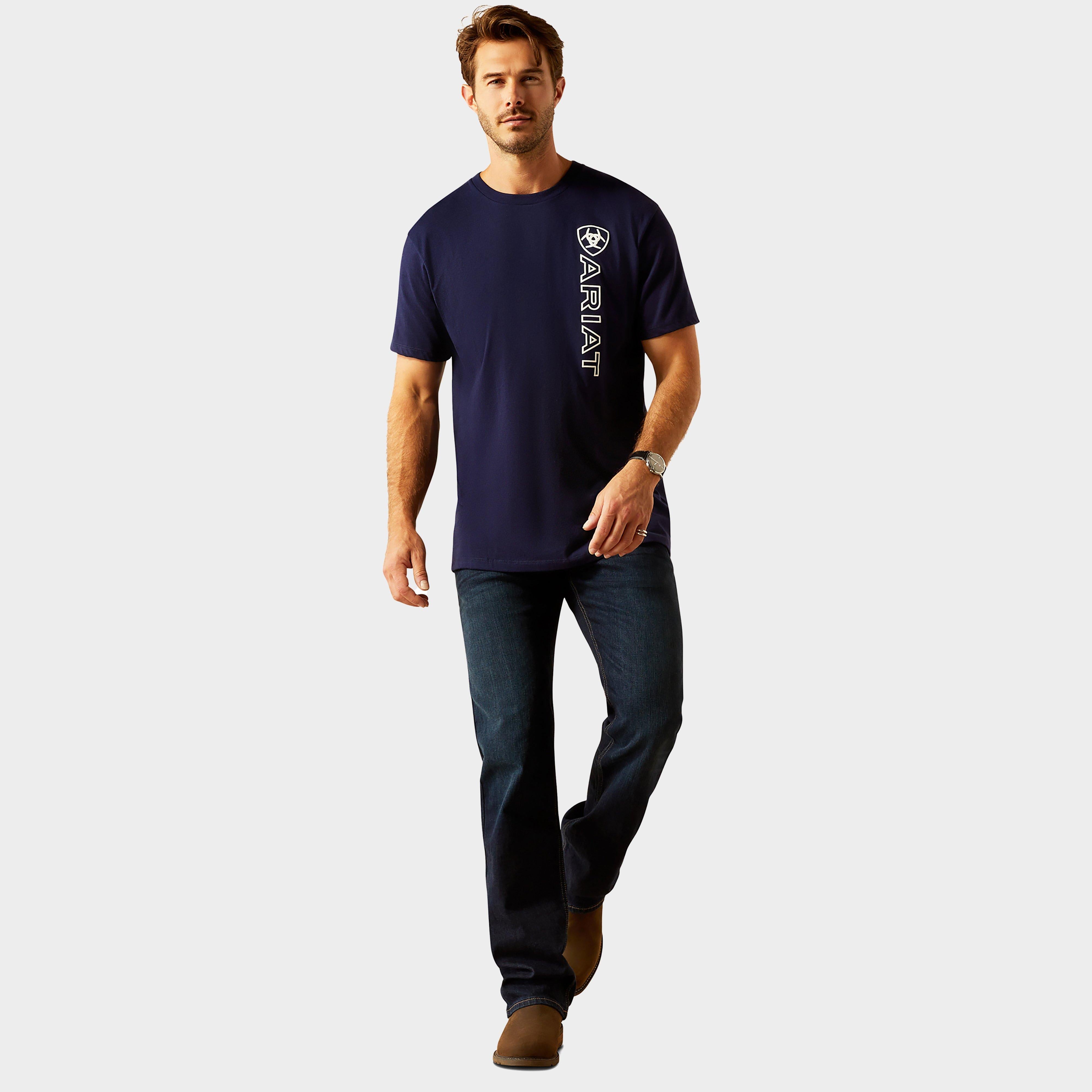 Mens Vertical Logo Short Sleeved Top Classic Blue
