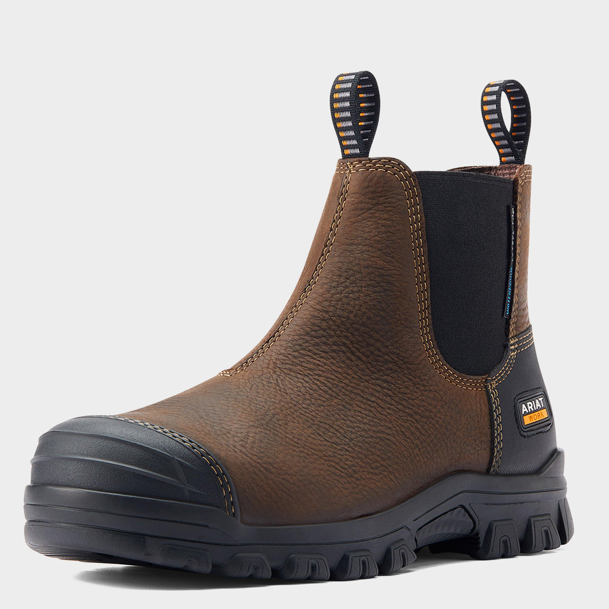 Mens Treadfast Chelsea Waterproof Steel Toe Work Boots Dark Brown