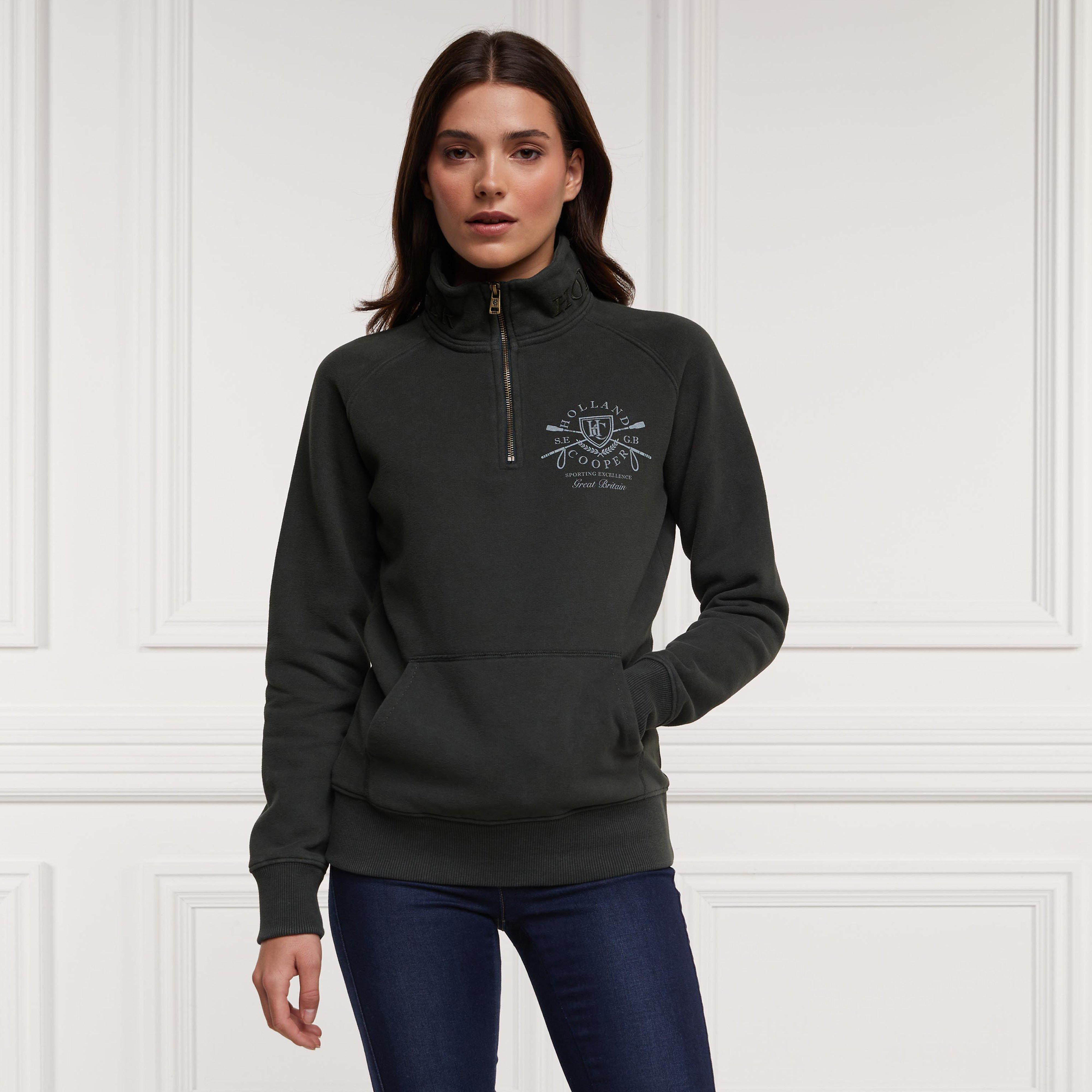 Womens Crest Zip Henley Racing Green