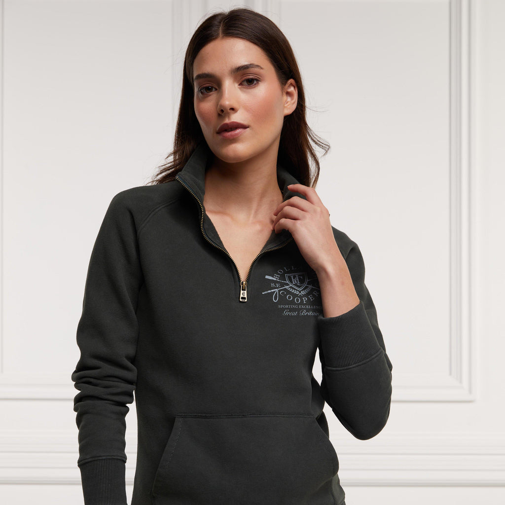 Womens Crest Zip Henley Racing Green