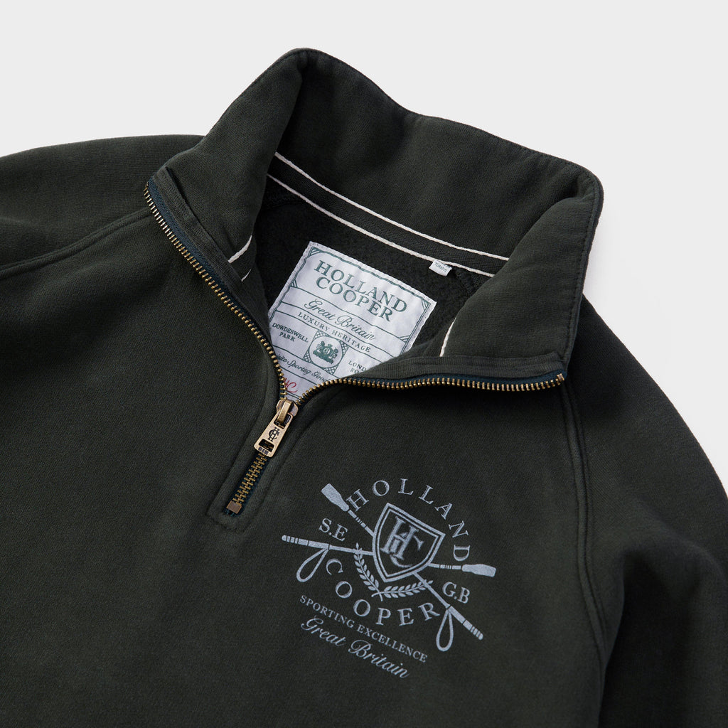 Womens Crest Zip Henley Racing Green