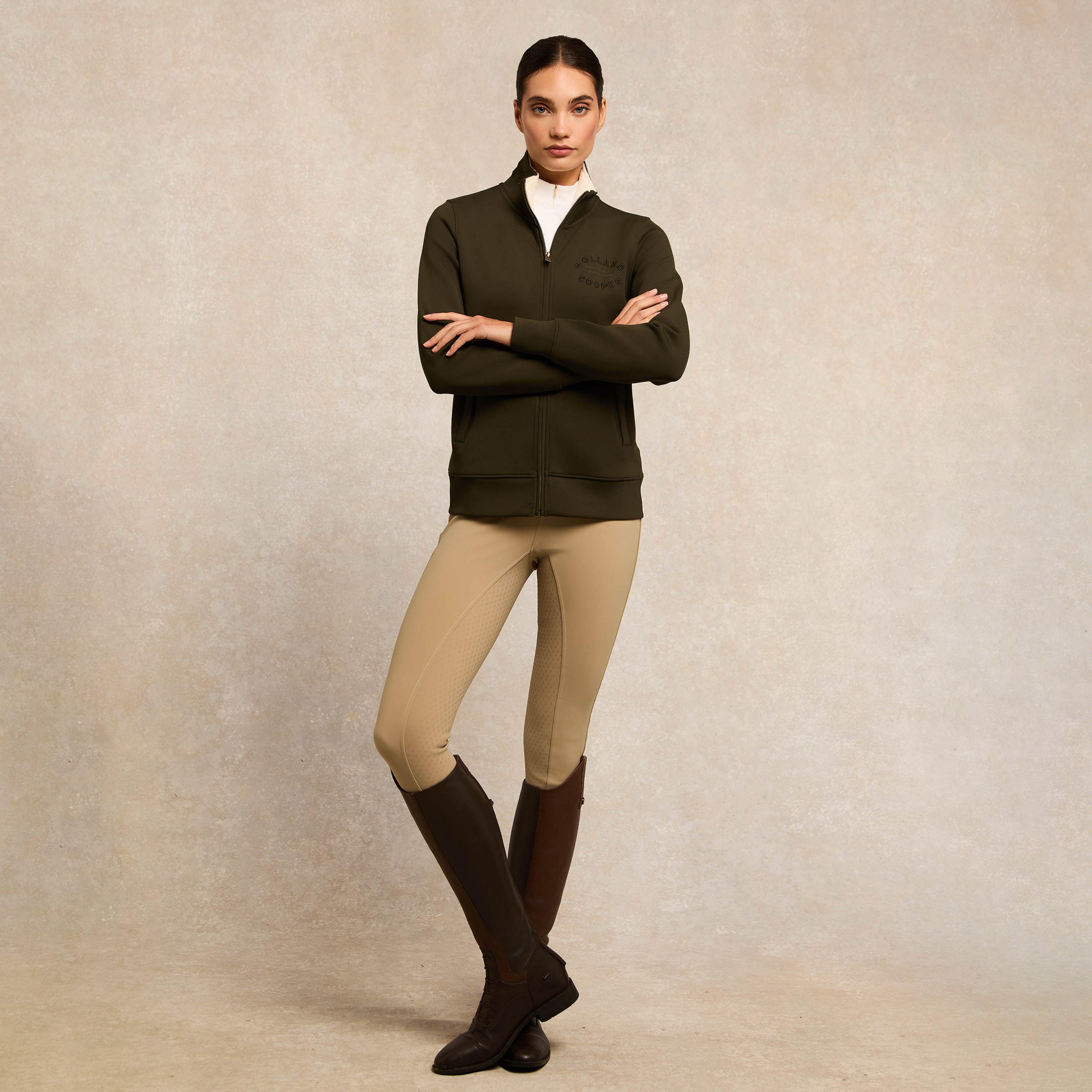 Womens Training Zip Through Sweat Dark Olive