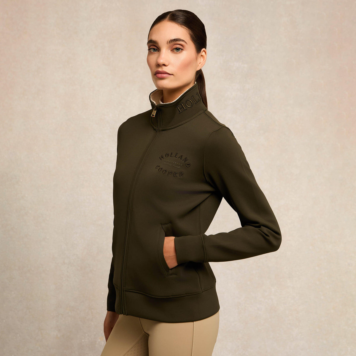 Womens Training Zip Through Sweat Dark Olive