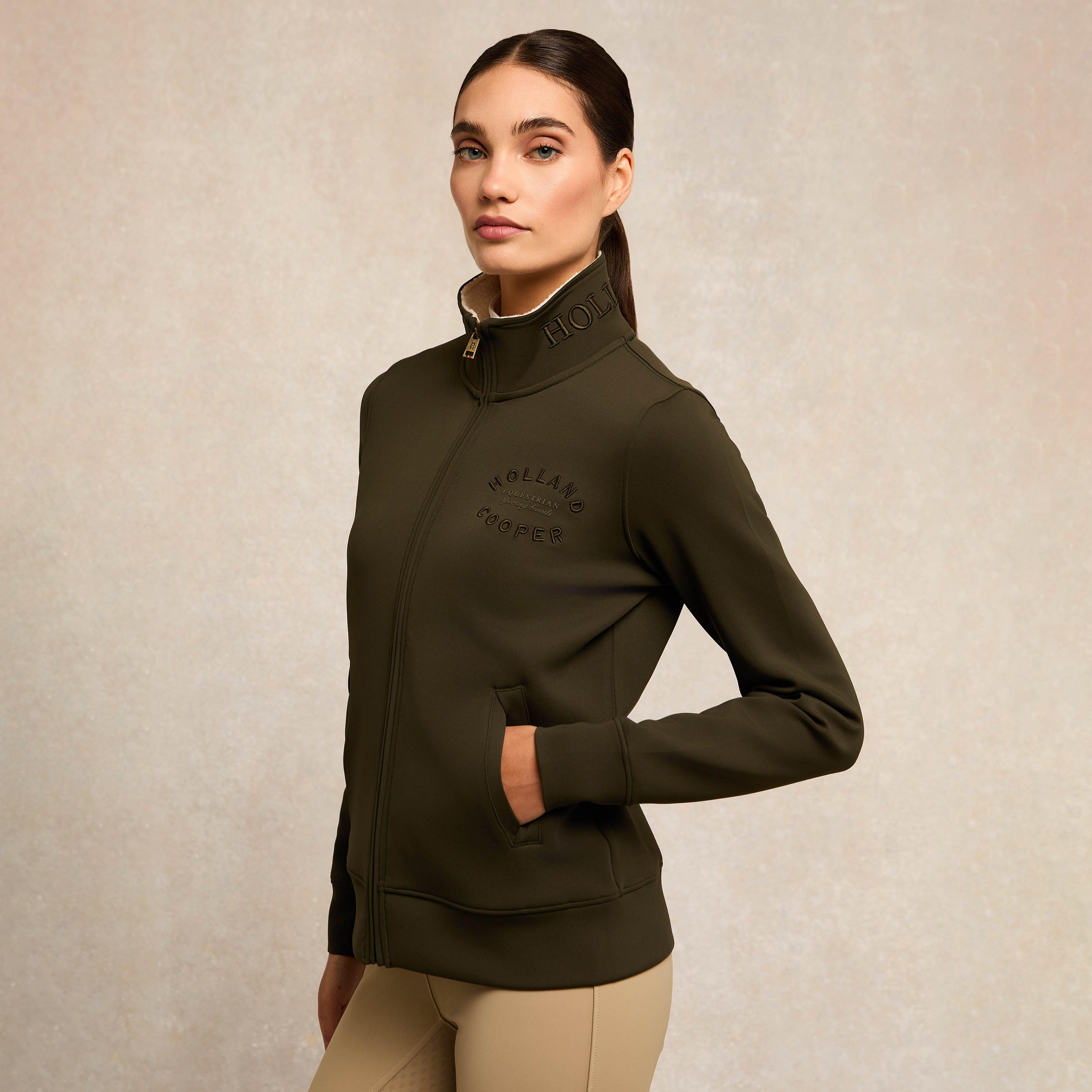 Womens Training Zip Through Sweat Dark Olive