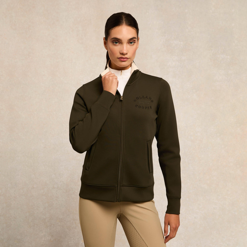 Womens Training Zip Through Sweat Dark Olive
