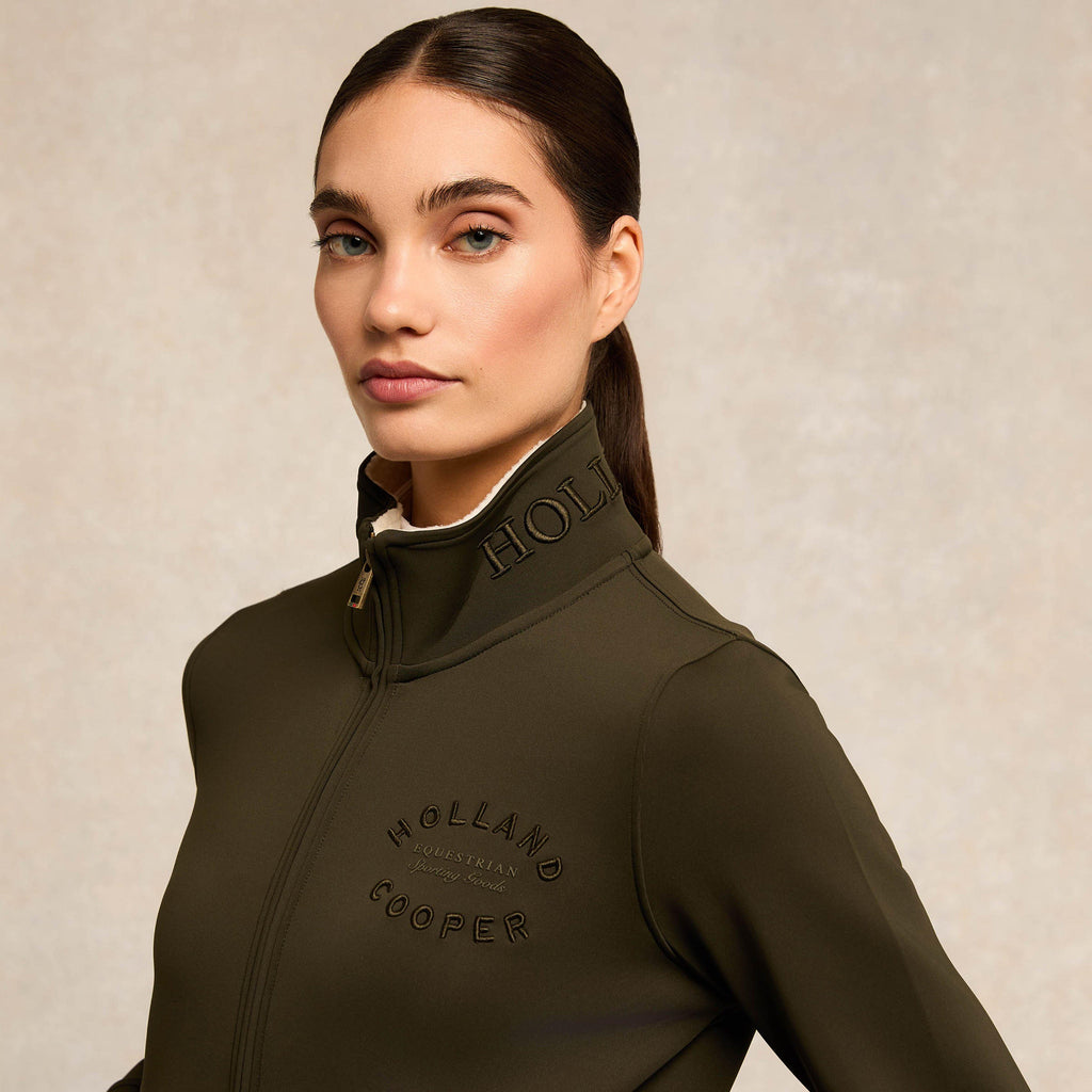 Womens Training Zip Through Sweat Dark Olive