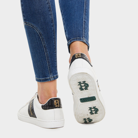 Womens Knightsbridge Court Trainers Black Croc