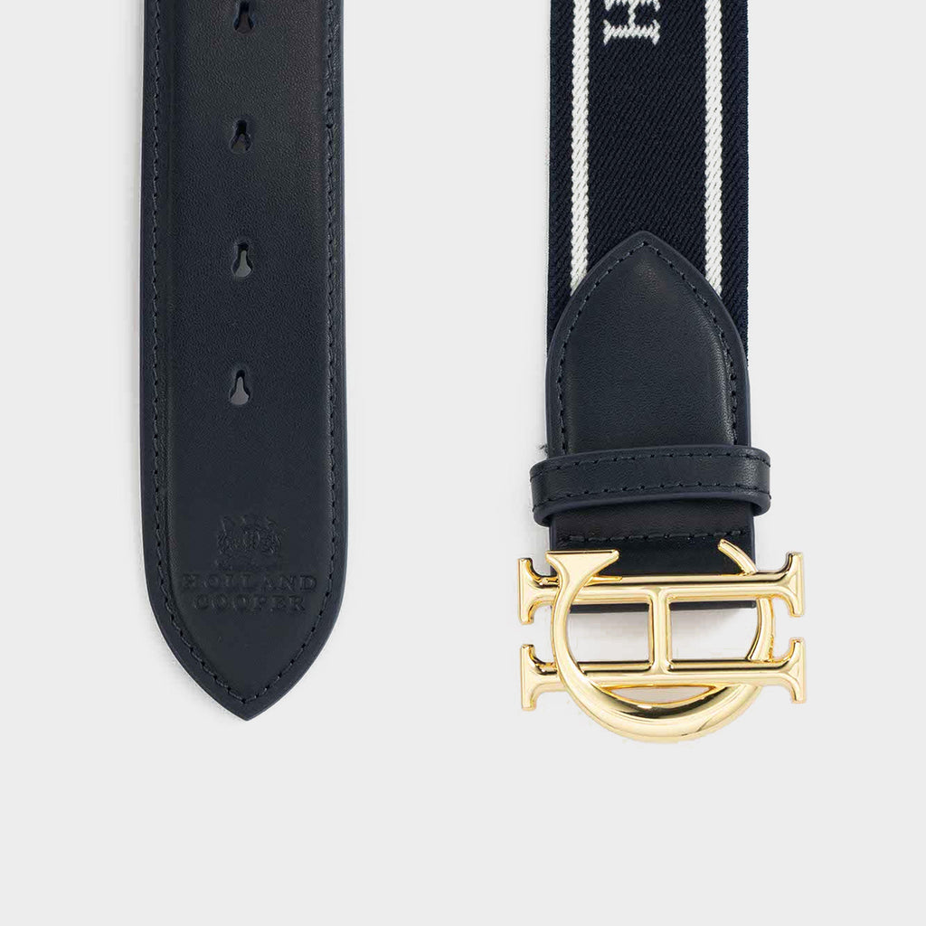 Burghley Logo Riding Belt Ink Navy