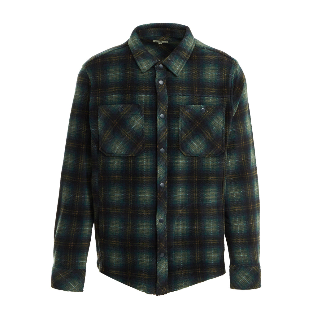 Mens Broxburn Fleece Shacket Navy/Green/Gold