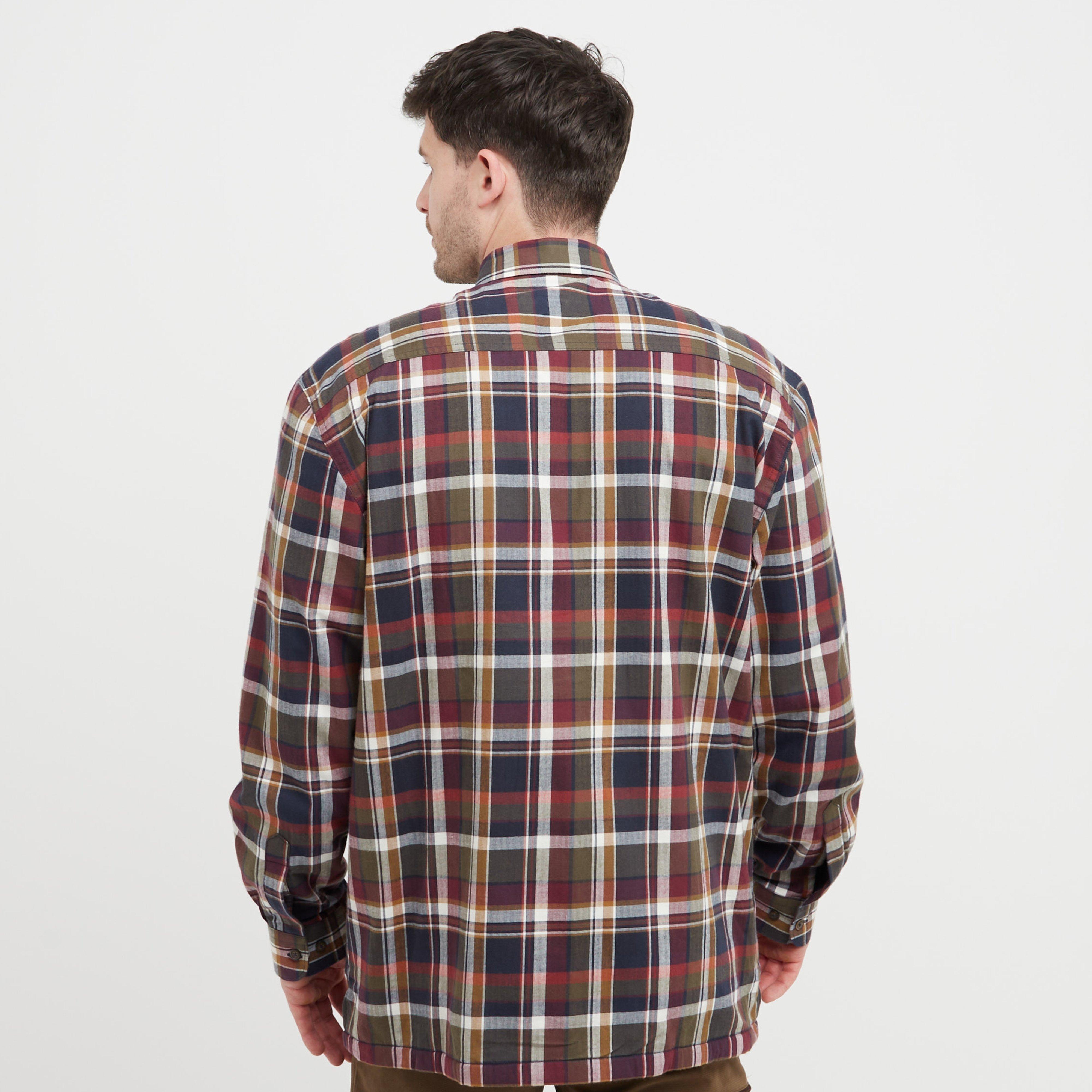 Mens Arran Microfleece Lined Shirt Wine/Olive Check