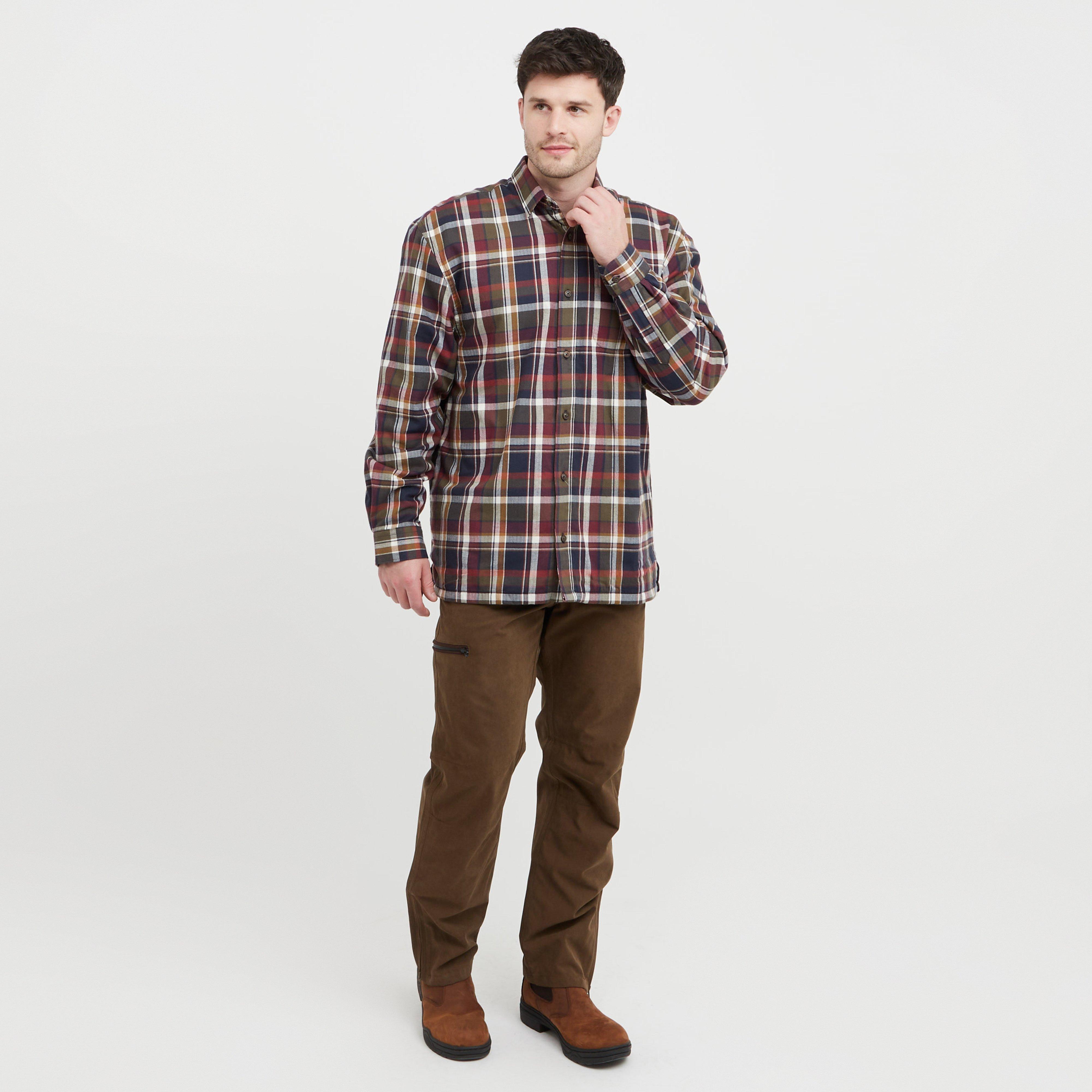 Mens Arran Microfleece Lined Shirt Wine/Olive Check